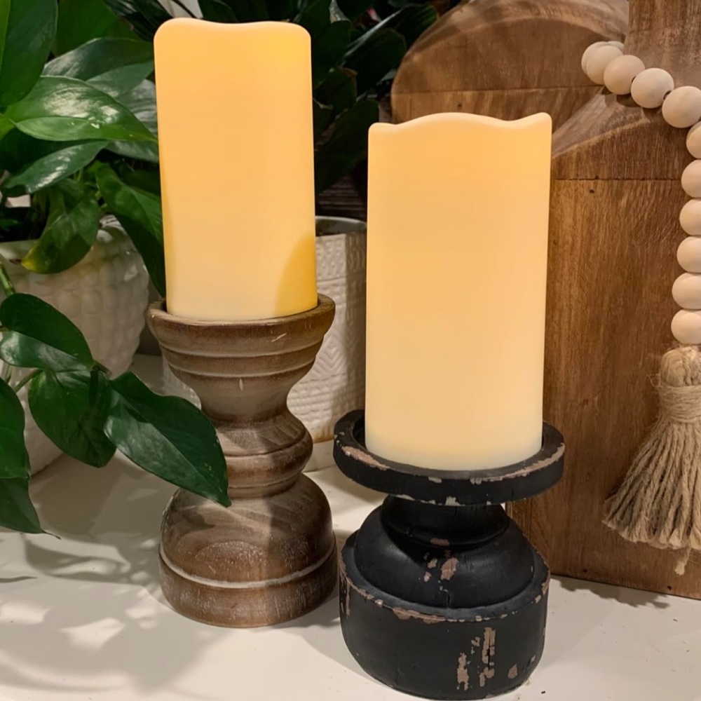 NIB Waterpoof Flameless Flickering LED Pillar Candle Remote Control Candle (2PK)